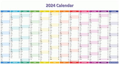 calendar 2024 excel